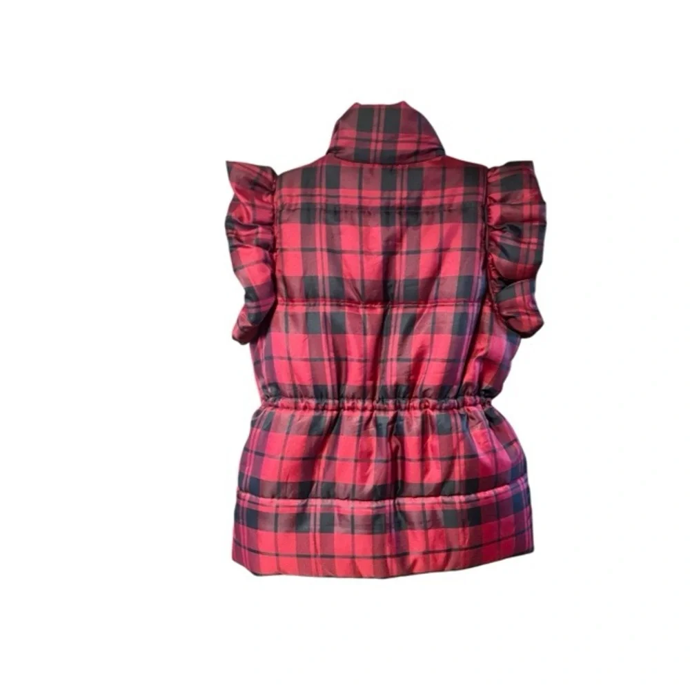 Entro Plaid‎ Ruffle Sleeve Puffer Vest